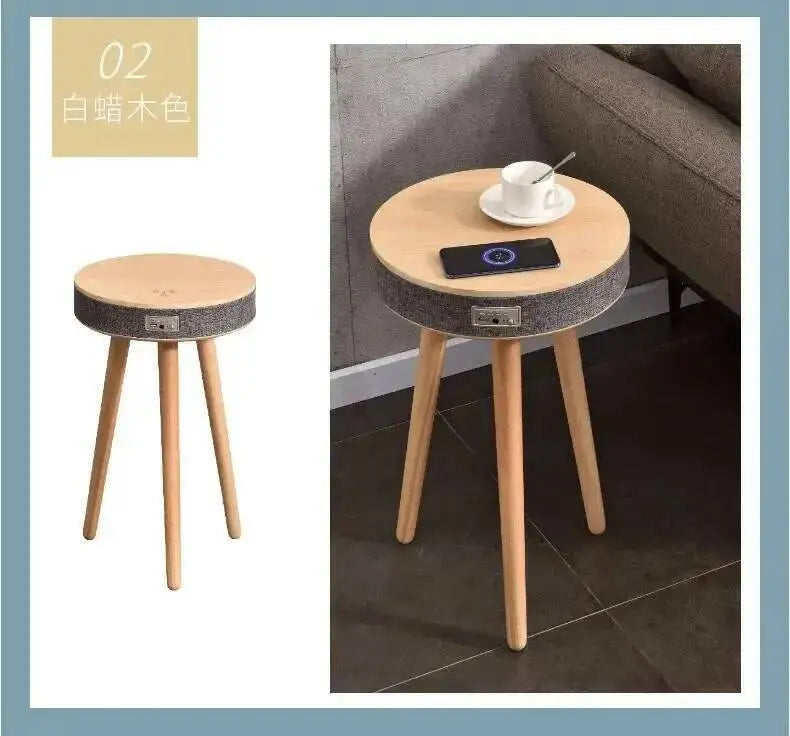 Smart Kaffebord med Bluetooth-högtalare & Trådlös Laddning – Nordisk Design