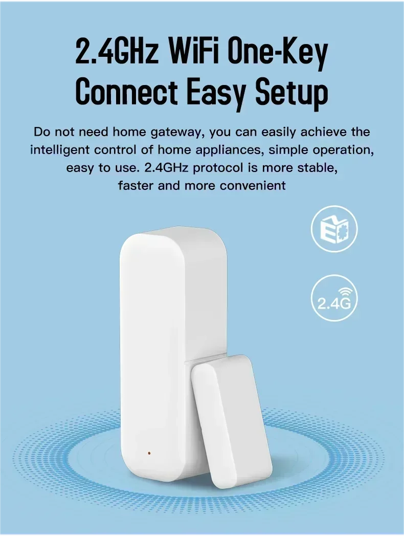 Tuya WiFi Dörr- & Fönstersensor – Smart Trådlös Detektor med Appstyrning