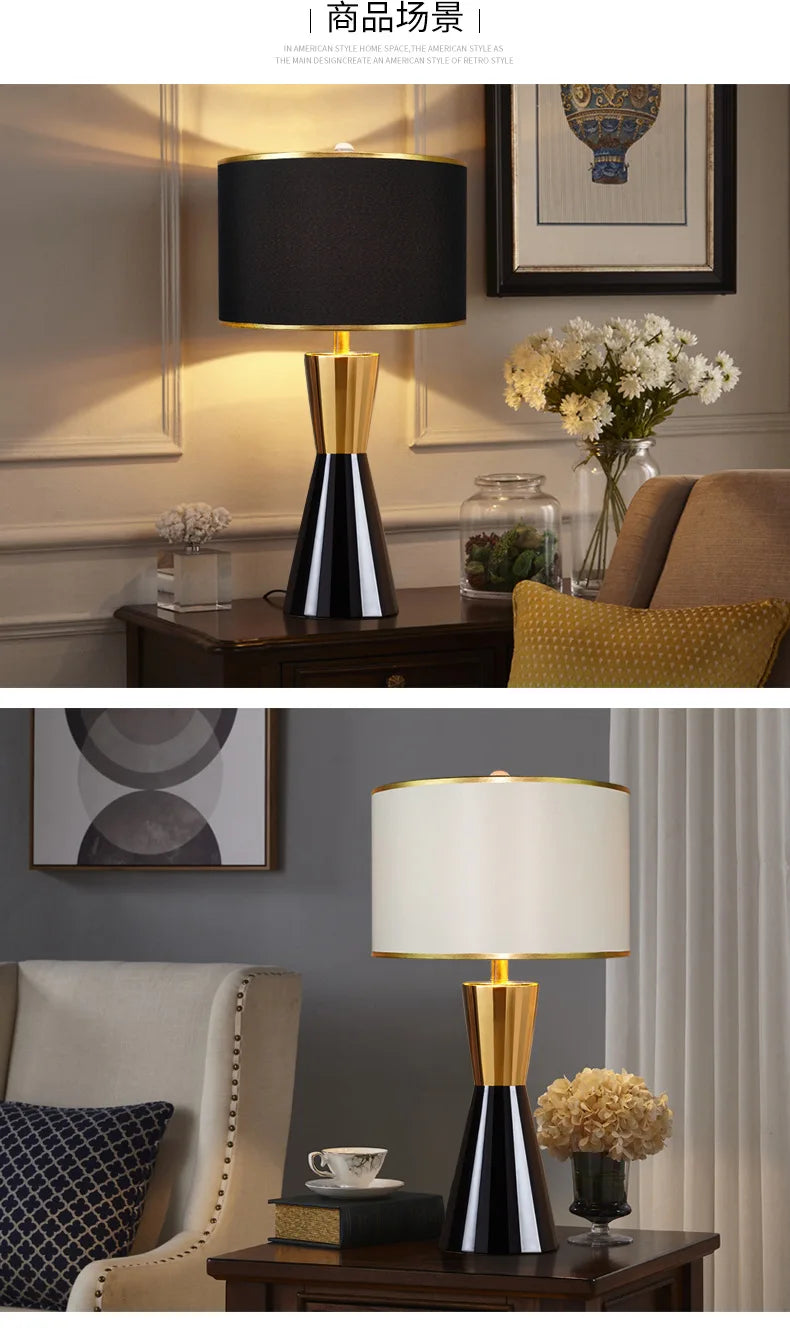 đĄ KIQUNE Bordslampa i Amerikansk Minimalistisk Stil â JĂ€rn & Tyg â LED â För Sovrum & Arbetsrum