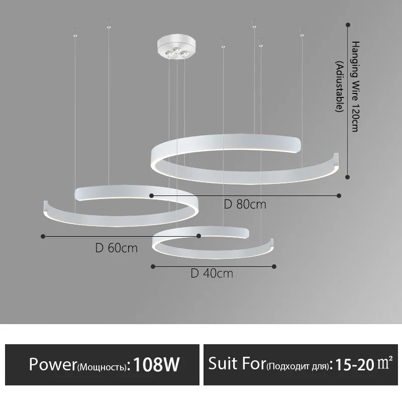 Nordisk LED Ringformad Taklampa – Modern Design i Roséguld, Svart, Vitt & Guld
