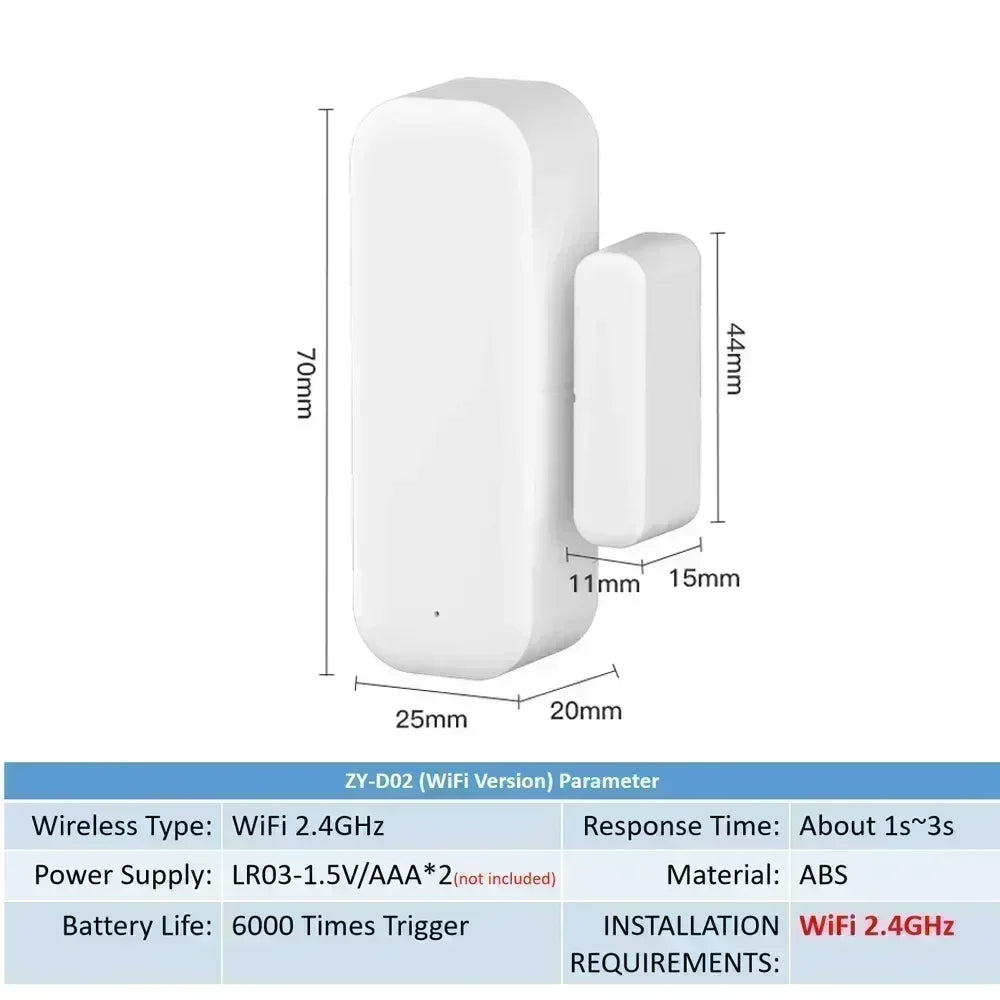 Tuya WiFi Dörr- & Fönstersensor – Smart Trådlös Detektor med Appstyrning