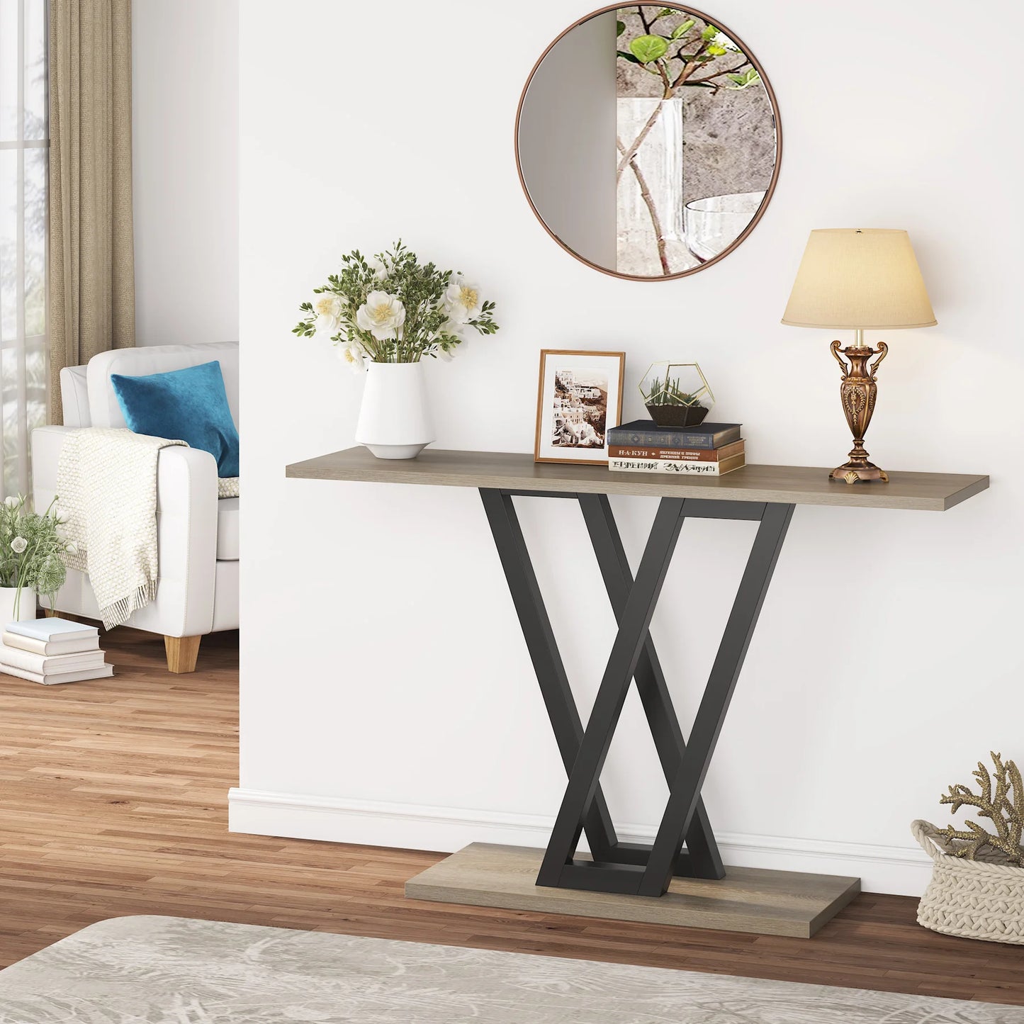 đȘ Tribesigns Konsolbord 110 cm â Industriell Design med V-formade Metallben â För Hall & Vardagsrum