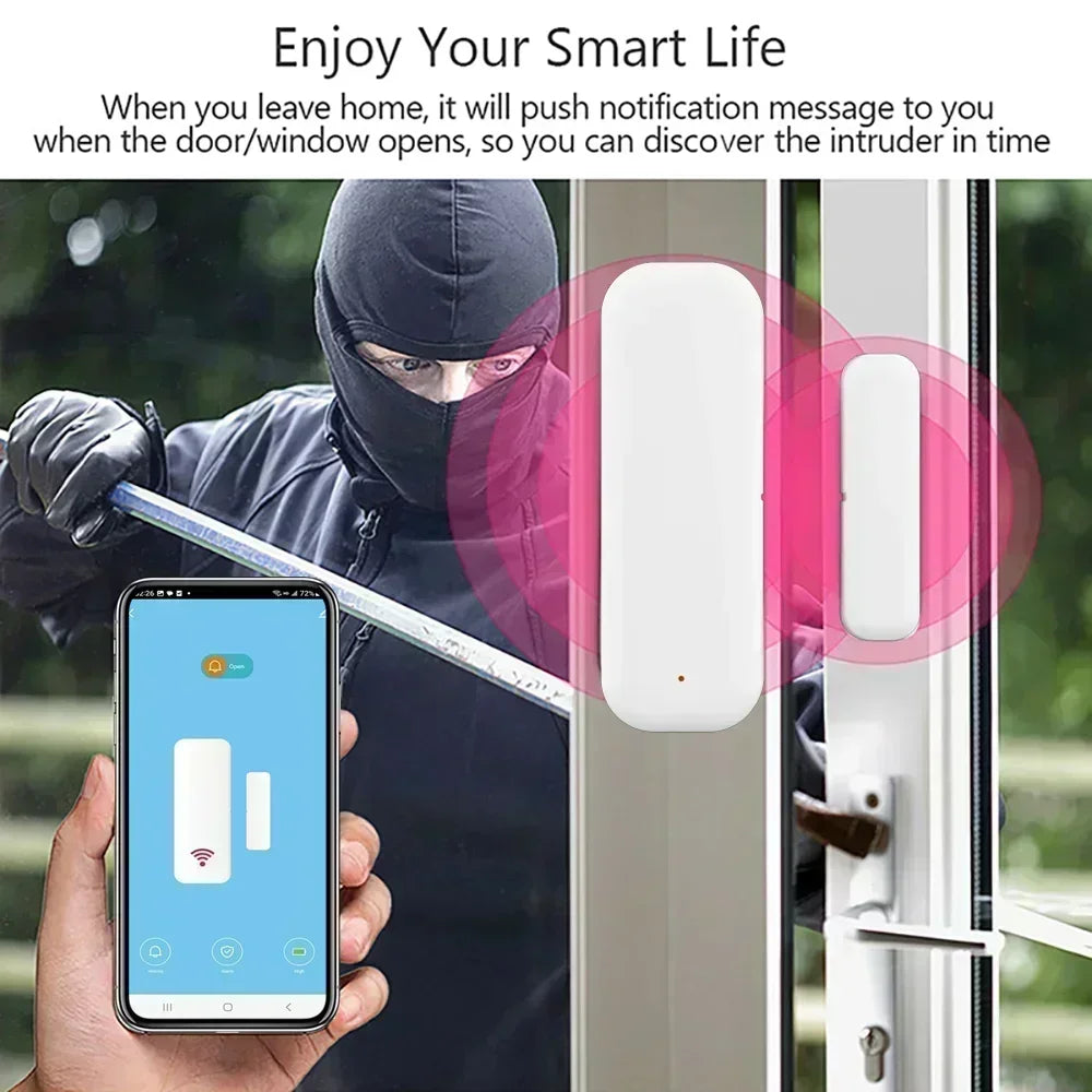 Tuya WiFi Dörr- & Fönstersensor – Smart Trådlös Detektor med Appstyrning
