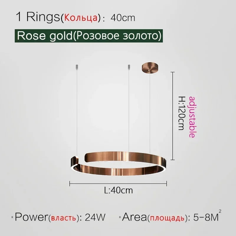 Minimalistisk LED Taklampa med Cirkulära Ringar – D40/D60