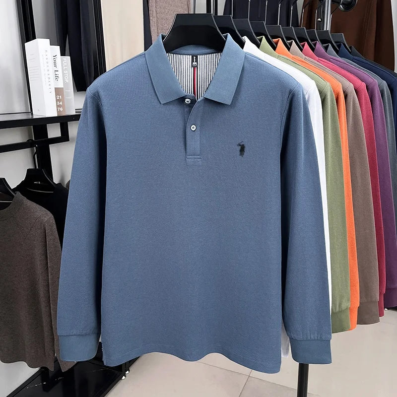 Herrpike i 100% Bomull – Broderad Häst – Höst/Vinter – Smart Casual
