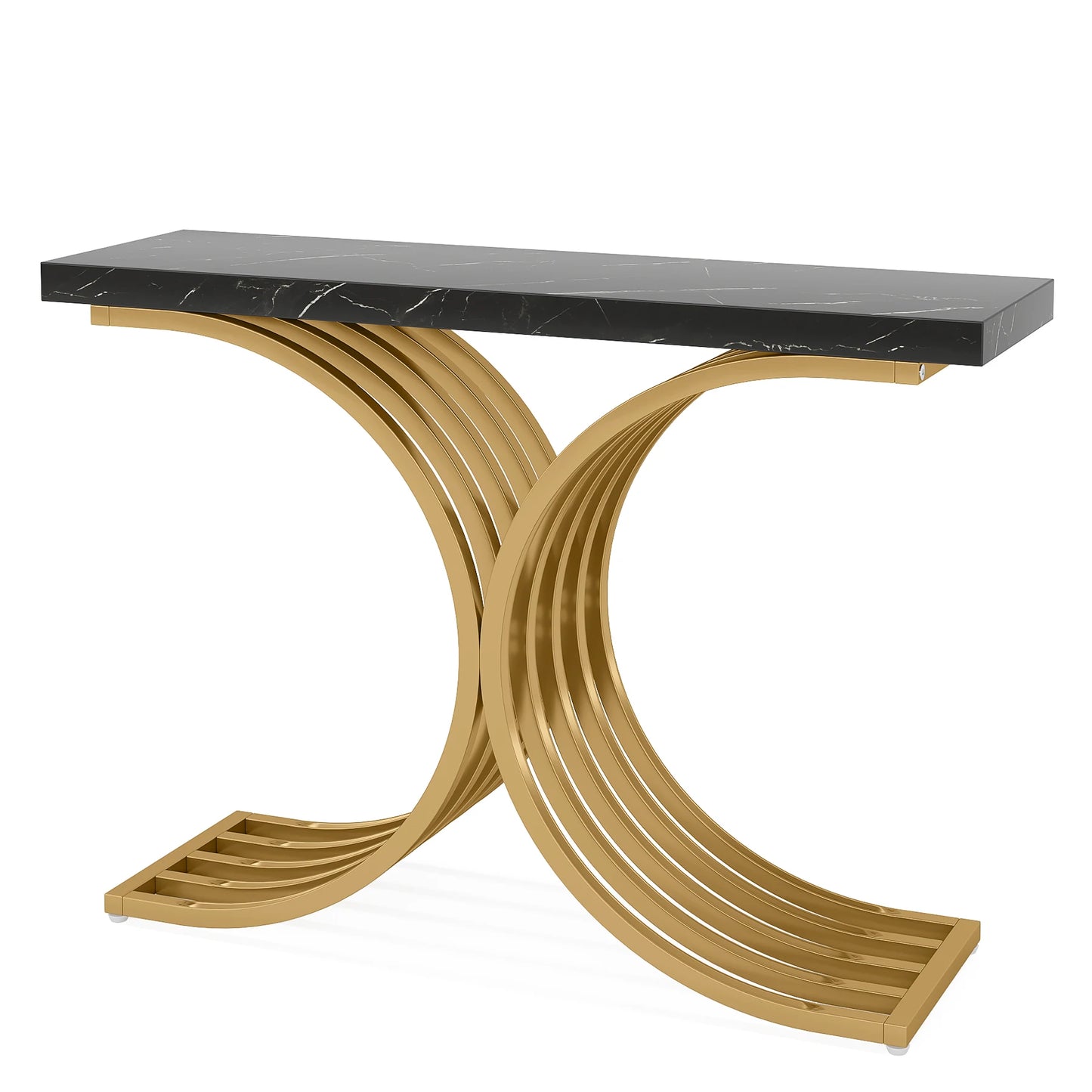 Tribesigns Konsolbord – Vit Marmorlook & Guldmetall | Smal Soffbord / Hallbord