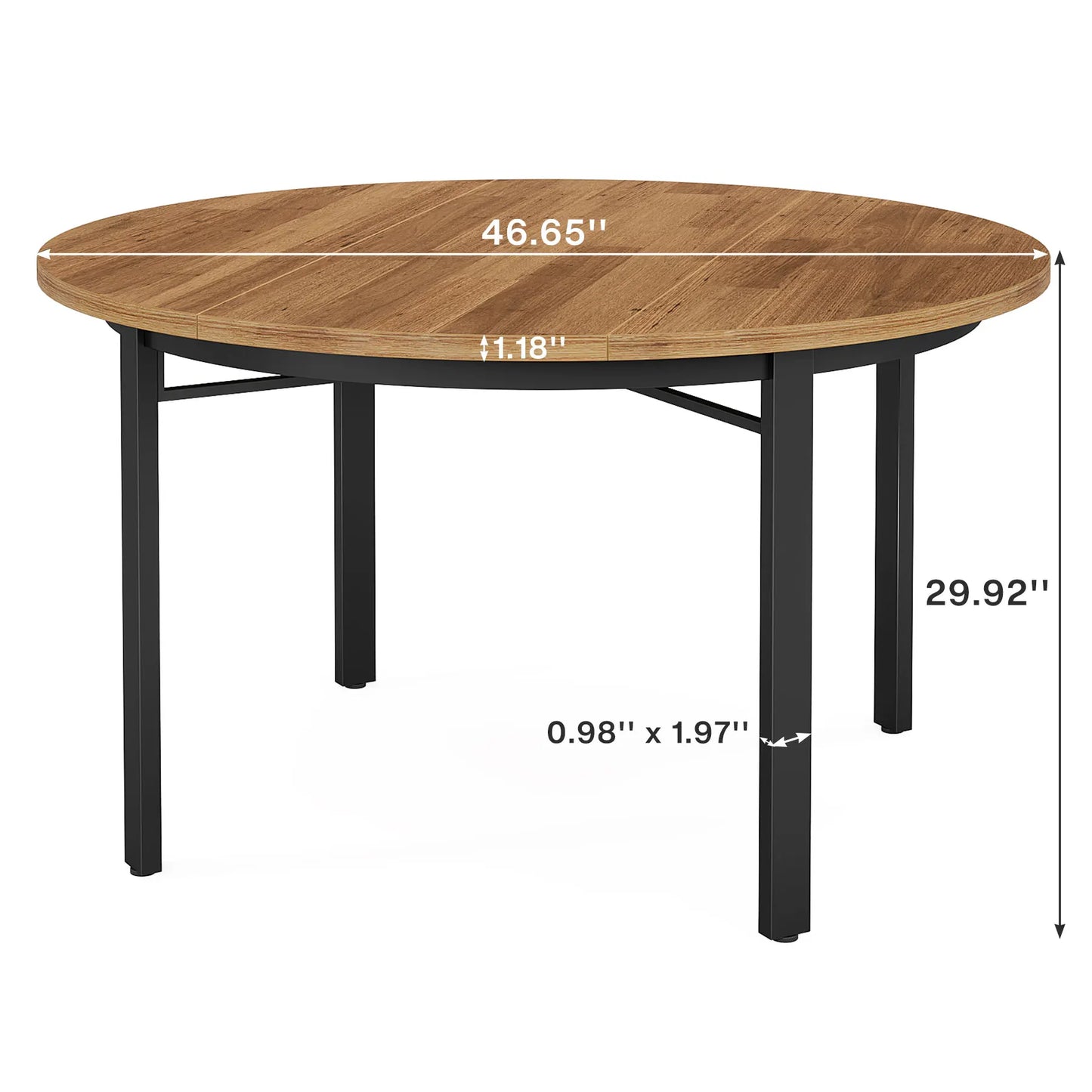 đȘ” Tribesigns Runt Matbord â Rustik Brun & Svart (118 cm)