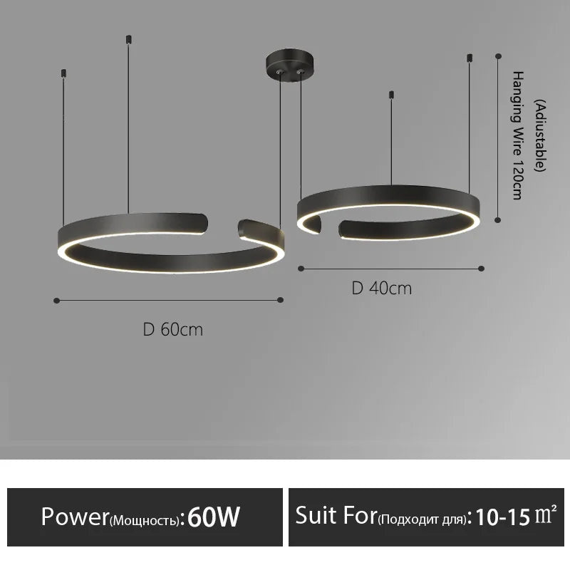 Nordisk LED Ringformad Taklampa – Modern Design i Roséguld, Svart, Vitt & Guld