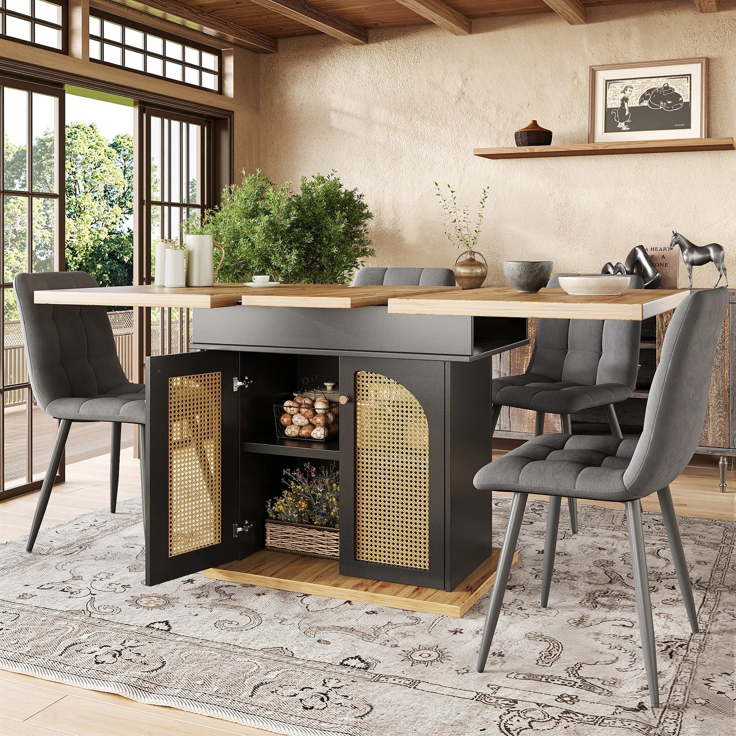 Utdragbart Matbord med Förvaring – Modern Design för Kök & Vardagsrum (110–140 × 80 cm)