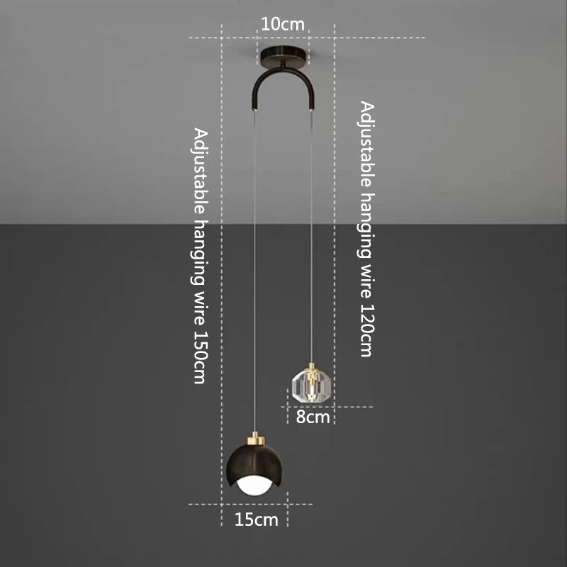 YUGUUK Klotpendel i pläterad metall, guld/svart – LED-belysning, 220 V