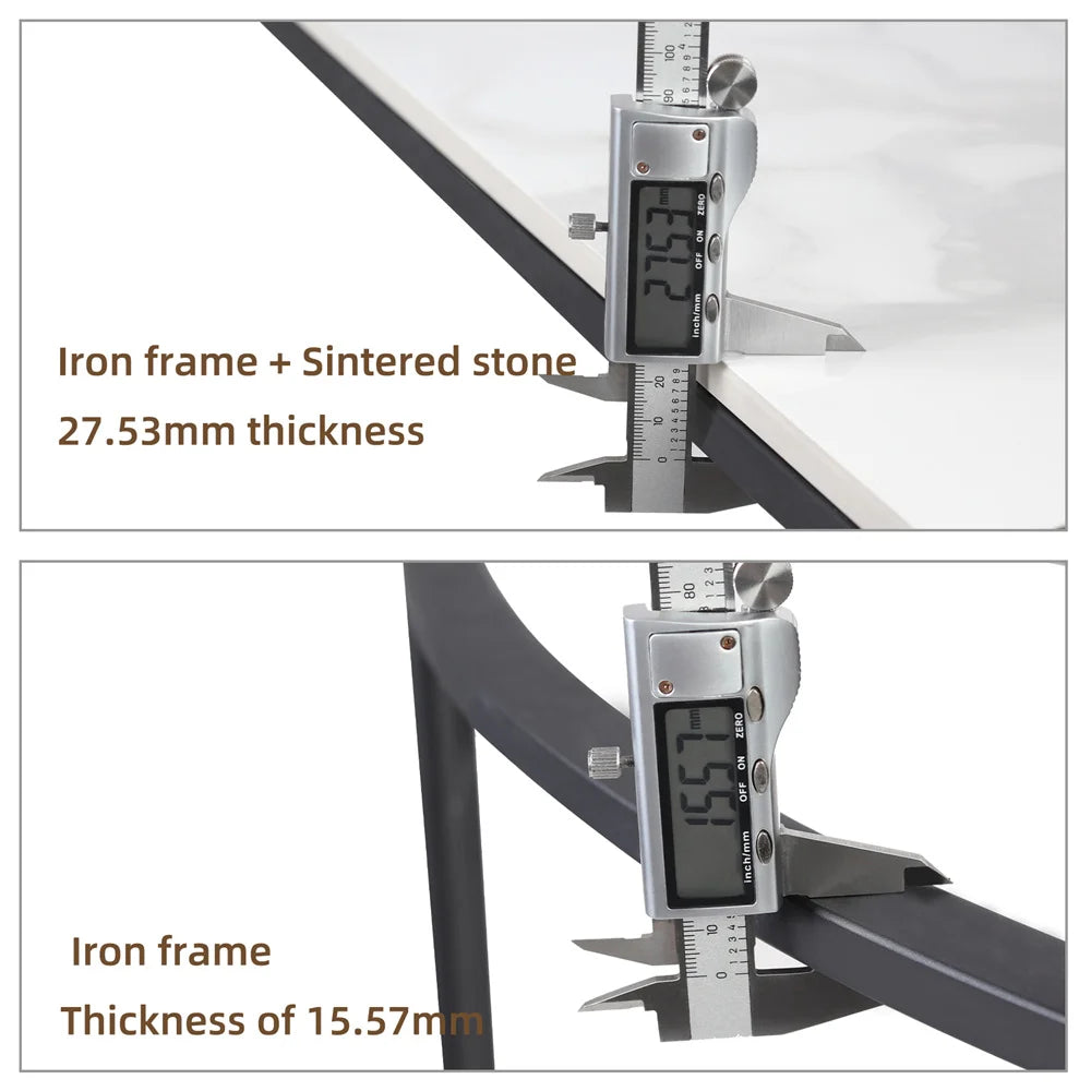 LUVODI Halvmåne Konsolbord – Sintersten & Metall – 100×78 cm – Vit & Svart
