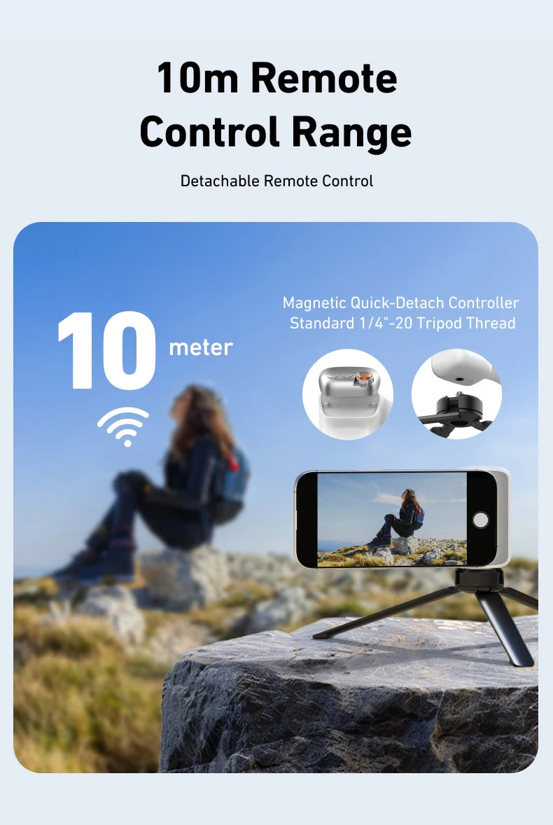 TELESIN Magnetiskt Handgrepp med Fjärrkontroll – För iPhone & Android