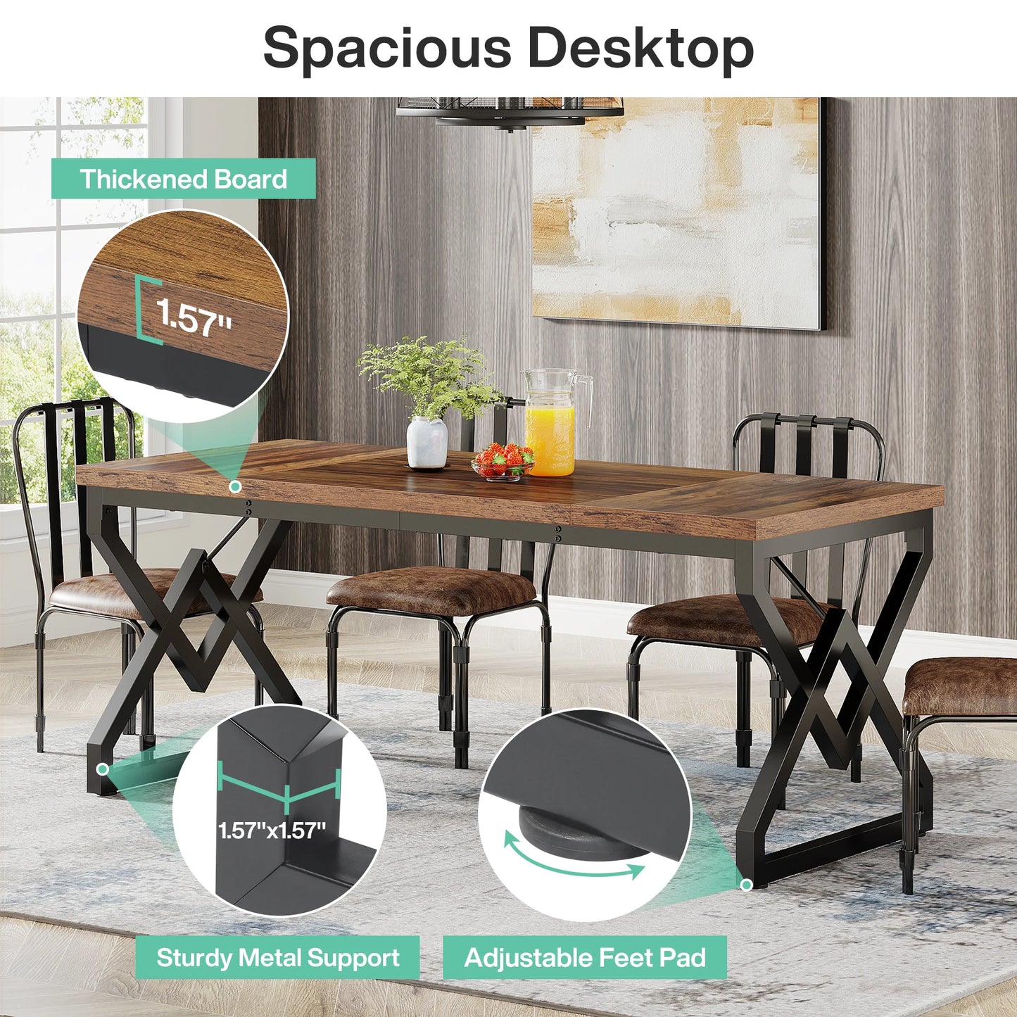 Tribesigns Executive Desk – Extra Tjockt Kontorsbord med Metallram (160 cm)