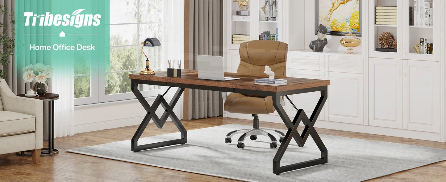 Tribesigns Executive Desk – Extra Tjockt Kontorsbord med Metallram (160 cm)
