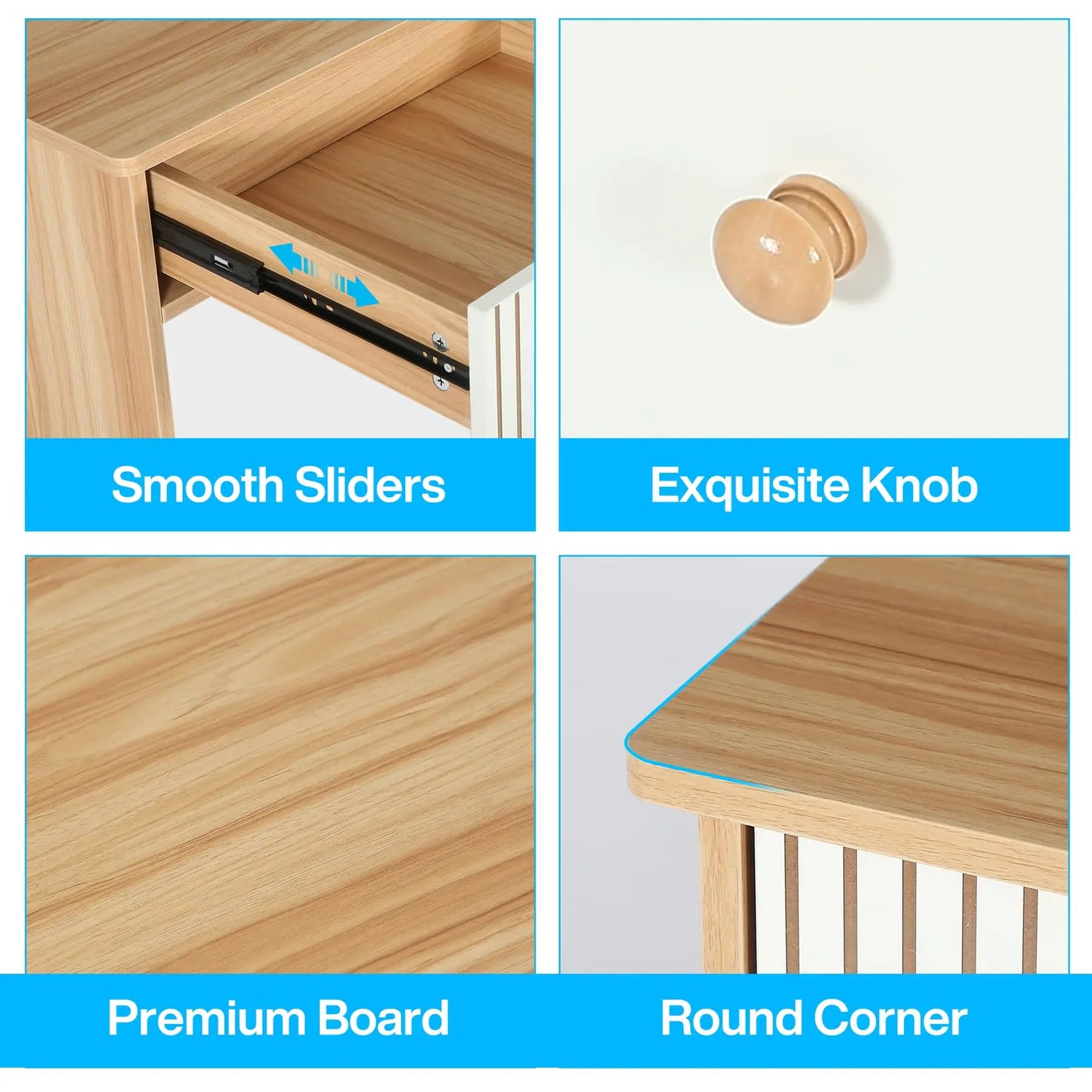 Tribesigns Sminkbord – 120 cm med 3 Lådor i Vit & Guld