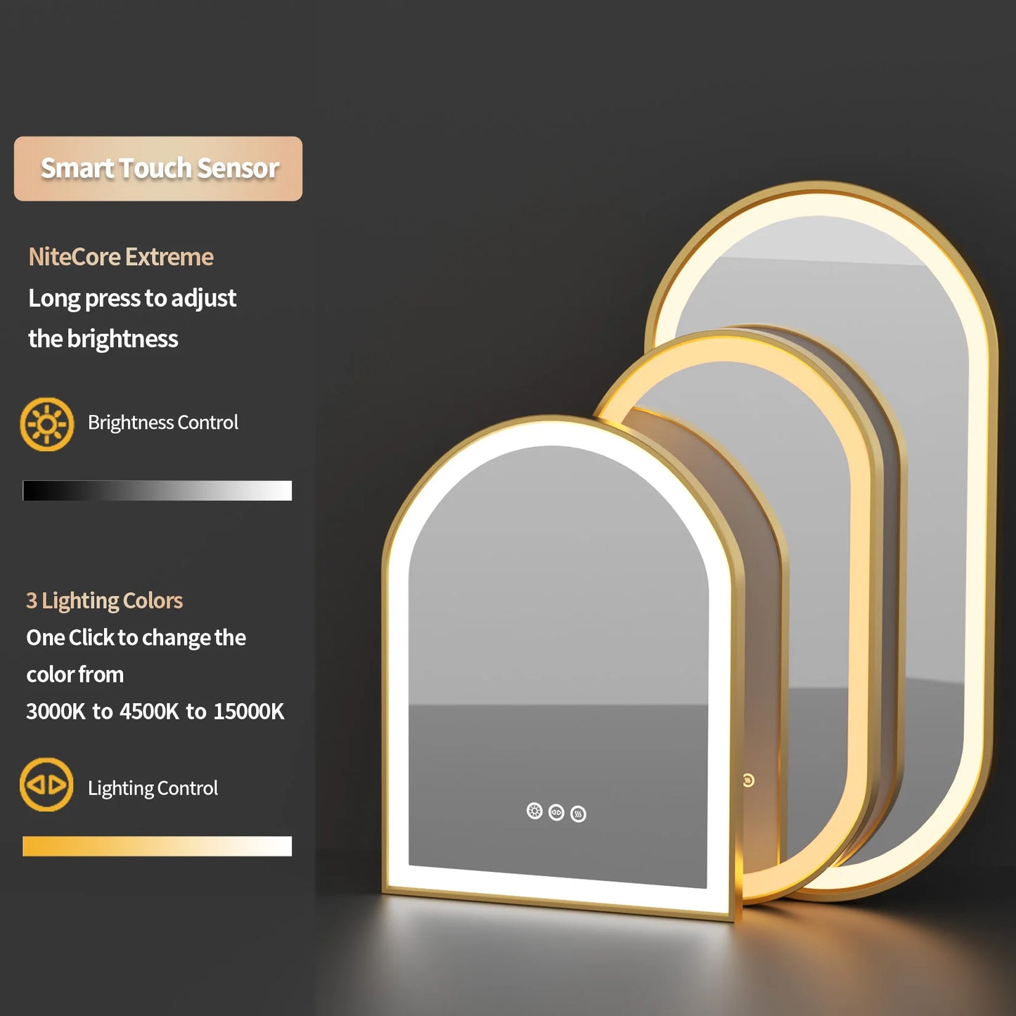 đĄ Oval LED Badrumsspegel 48" â Dimbart Ljussystem, Imfri & Minnesfunktion | VĂ€ggmonterad med Ram