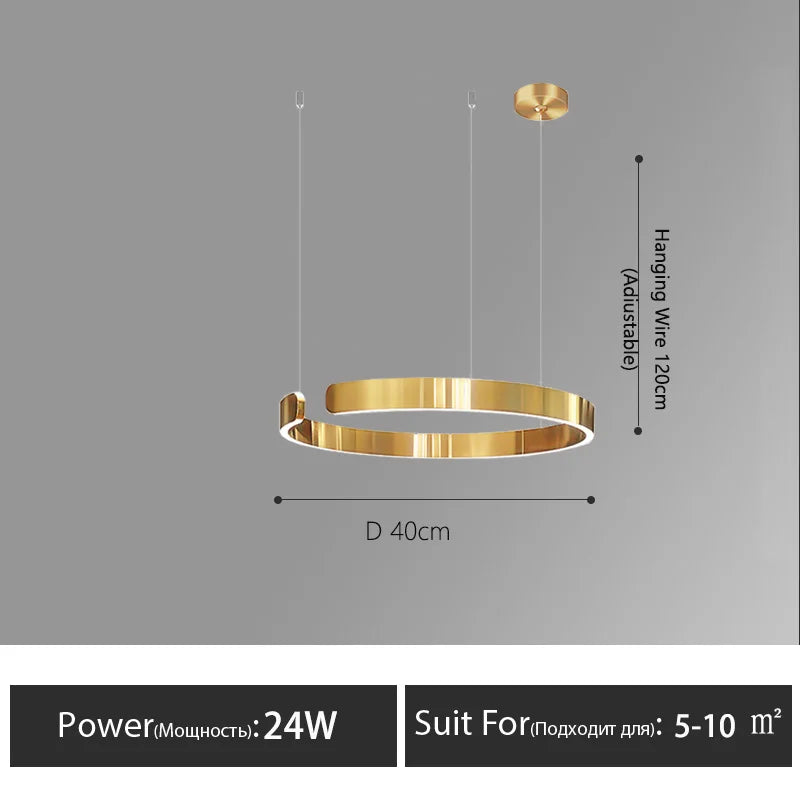 Nordisk LED Ringformad Taklampa – Modern Design i Roséguld, Svart, Vitt & Guld