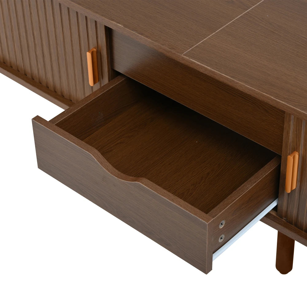 Modern TV-bänk i Valnöt – 175 cm med Skjutdörrar & Förvaring