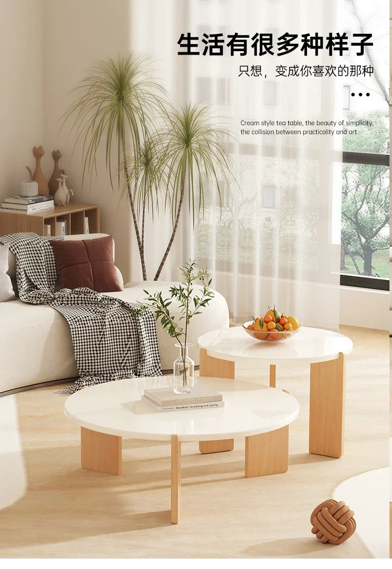 OLOEY Lyxigt Rundt Soffbord – Japansk Design & Modern Enkelhet