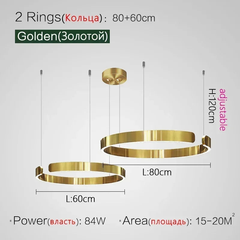 Minimalistisk LED Taklampa med Cirkulära Ringar – D40/D60