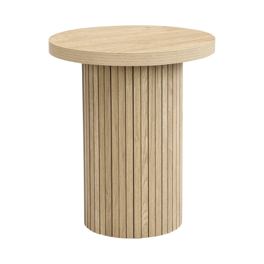 2-delat Runt Soffbordset – Naturlig Trälook – 66 & 40 cm – Modern & Rustik Design