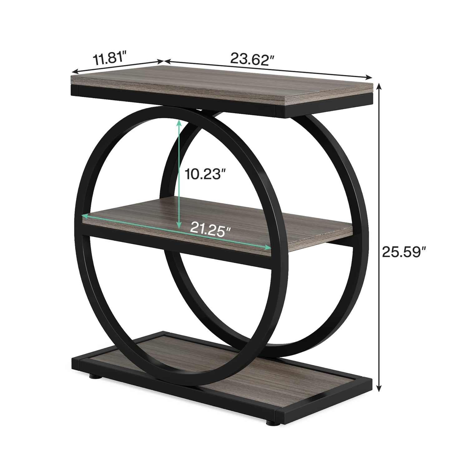 Tribesigns Industriellt Sidobord – Smal Design med 3 Hyllor