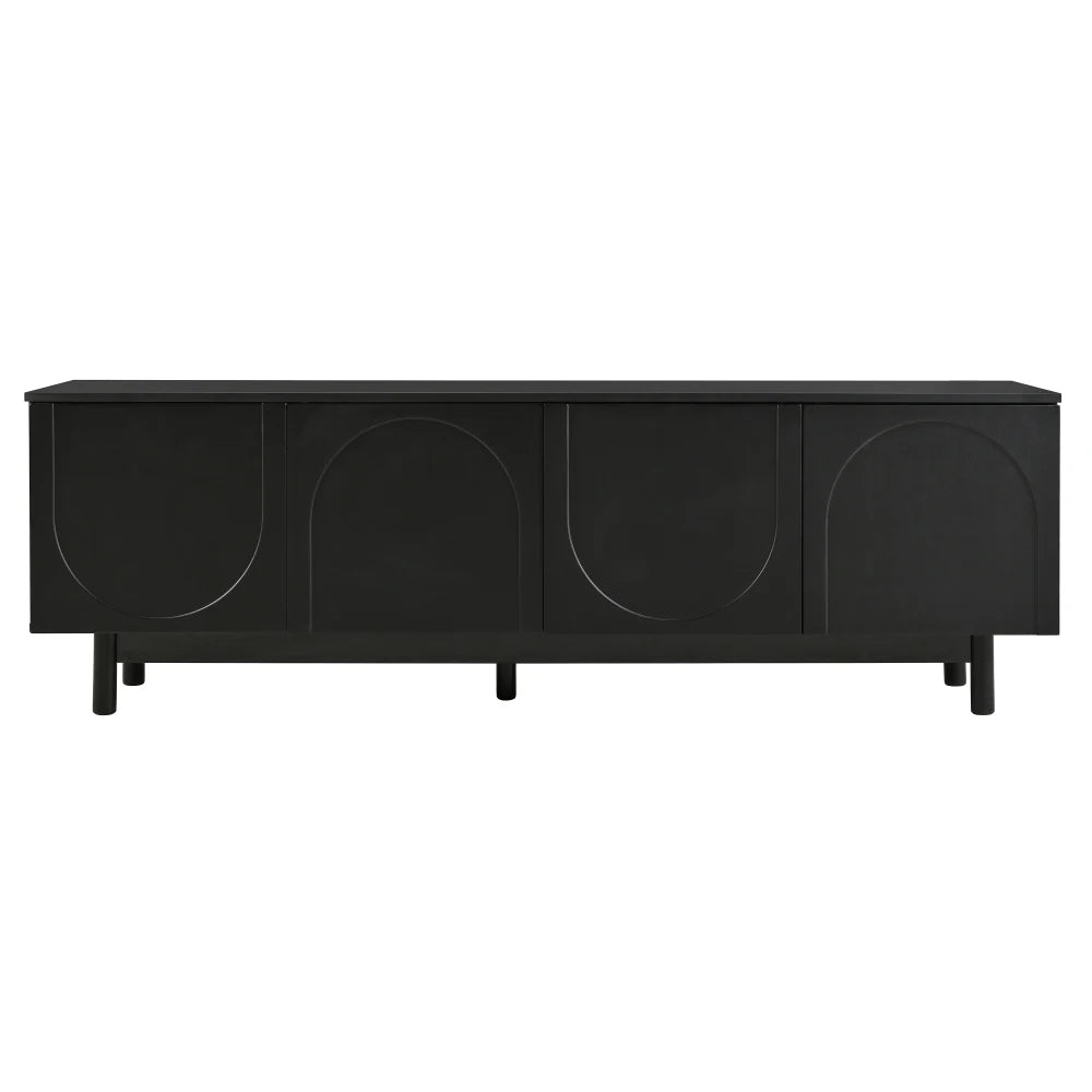 Modern Svart TV-bänk – Elegant Design med Justerbar Förvaring
