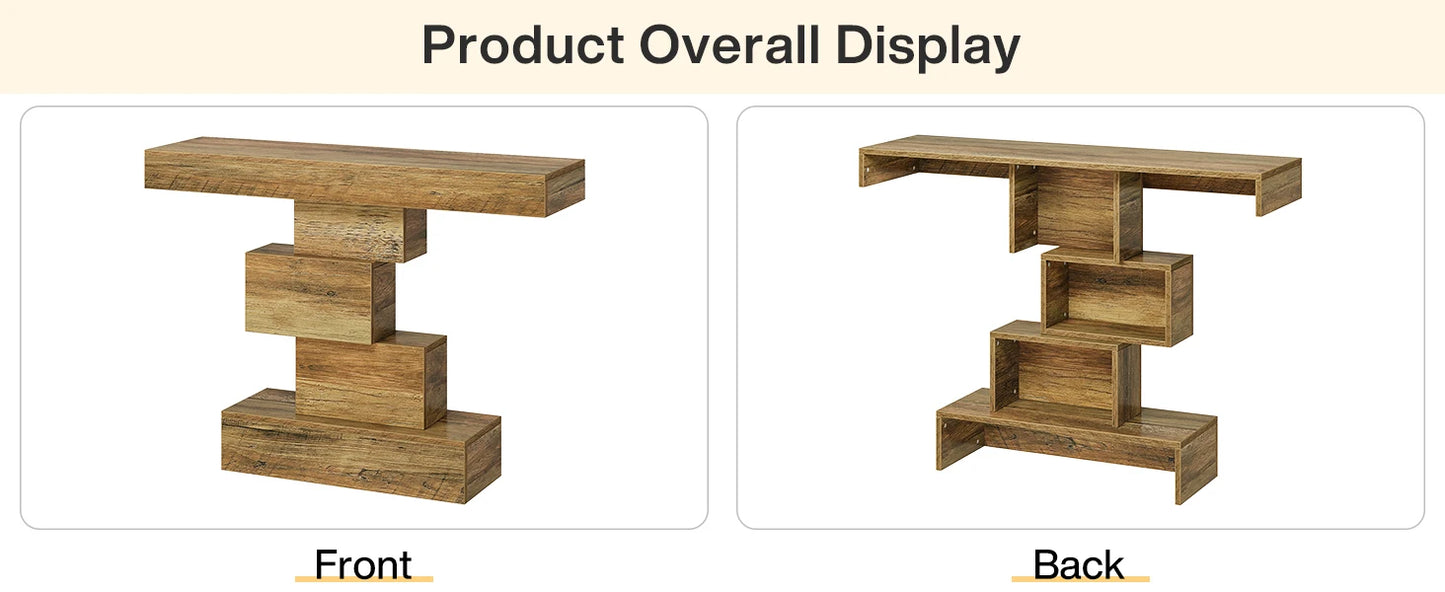 Tribesigns Konsolbord i Lantlig Stil – Geometrisk Bas & Rustik Charm