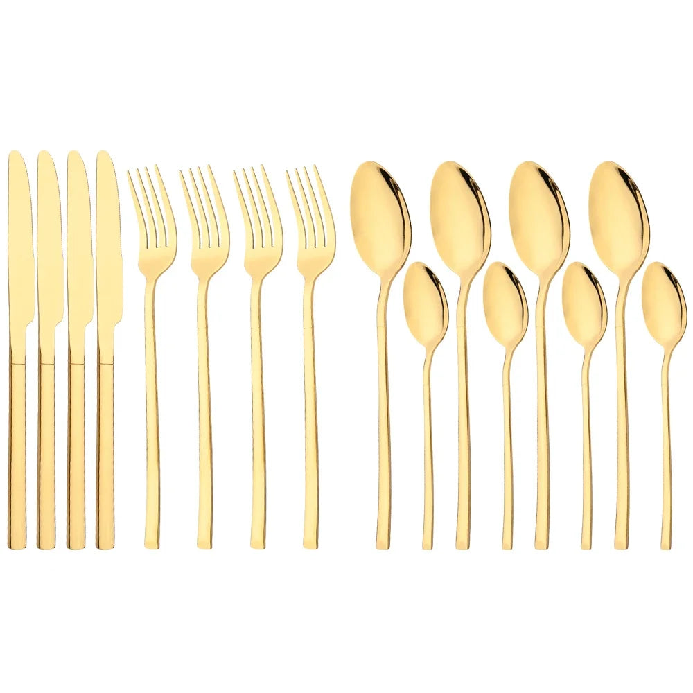 Bestickset 16-delar Svart Guld – Rostfritt Stål