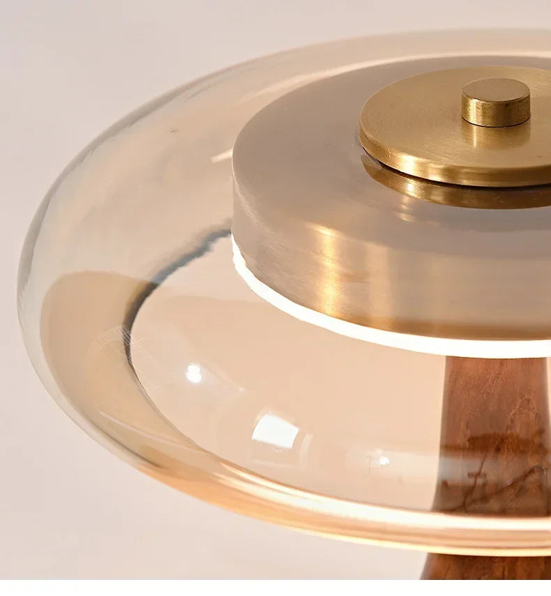 Retro Bordslampa i Fransk Stil – Glas & Trä – För Sovrum, Vardagsrum eller Hotell