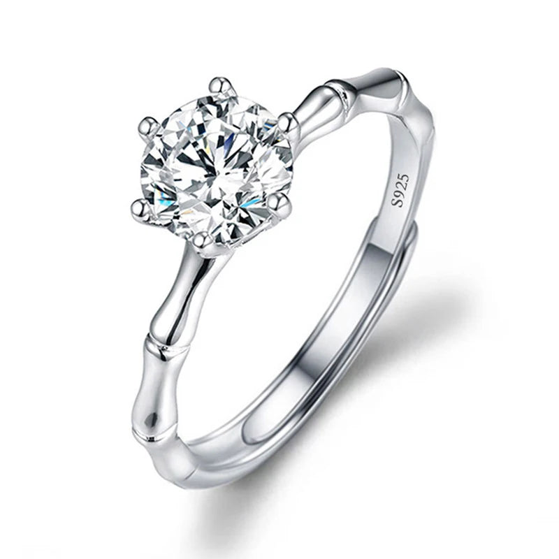 Justerbar Moissanite Förlovningsring – Öppen Design i Silverpläterad Koppar – Elegant & Prisvärd