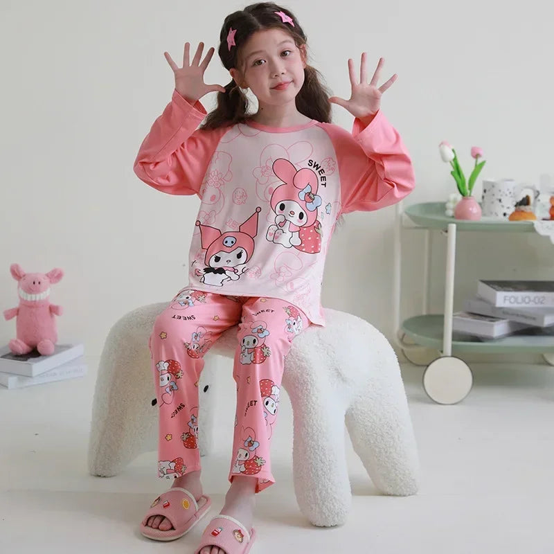 🧸 Sanrio Pyjamas för Barn – Kuromi, My Melody, Cinnamoroll – Långärmad – 100% Bomull – Kawaii Design
