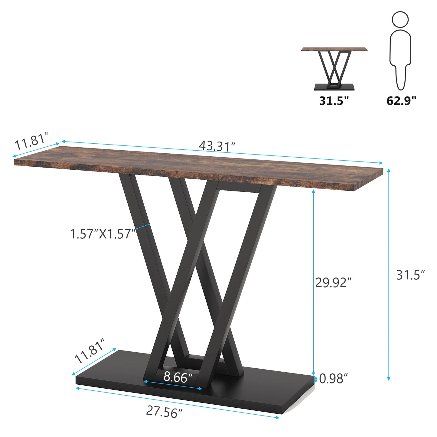 đȘ Tribesigns Konsolbord 110 cm â Industriell Design med V-formade Metallben â För Hall & Vardagsrum