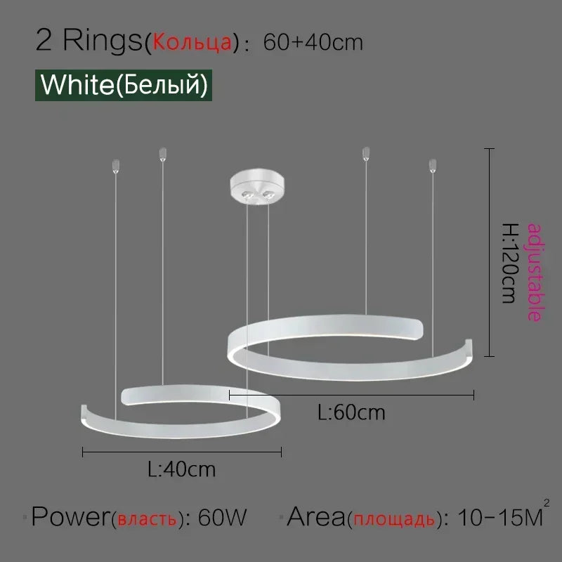 Minimalistisk LED Taklampa med Cirkulära Ringar – D40/D60