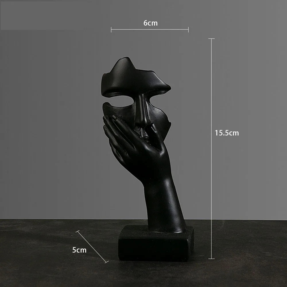 Elegant Huvudskulptur i Harts – Abstrakt Mask med Hand för Hem & Kontor