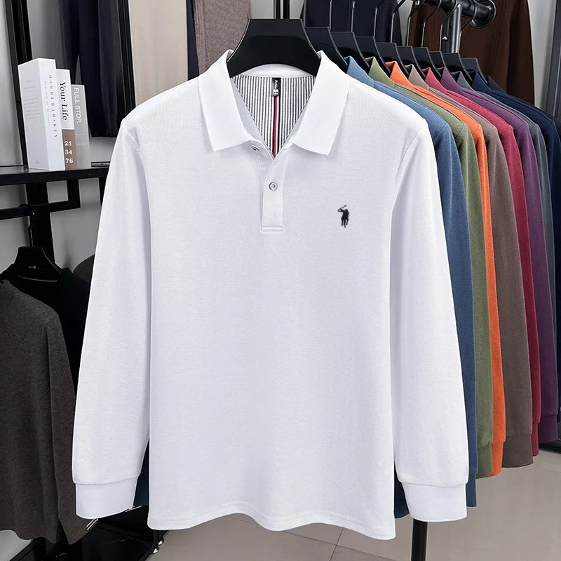 Herrpike i 100% Bomull – Broderad Häst – Höst/Vinter – Smart Casual