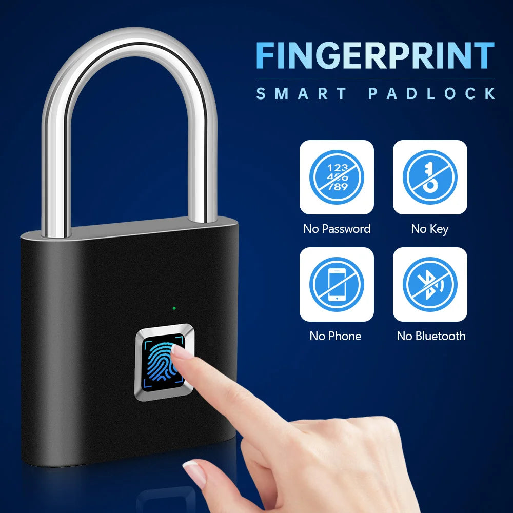Smart Fingeravtryckslås – USB-laddning, Vattentät & Portabel – Säkerhet utan nyckel