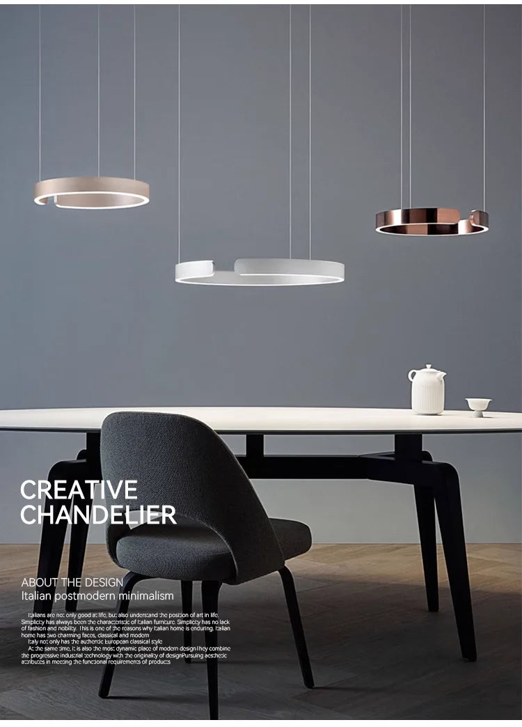 Nordisk LED Ringformad Taklampa – Modern Design i Roséguld, Svart, Vitt & Guld