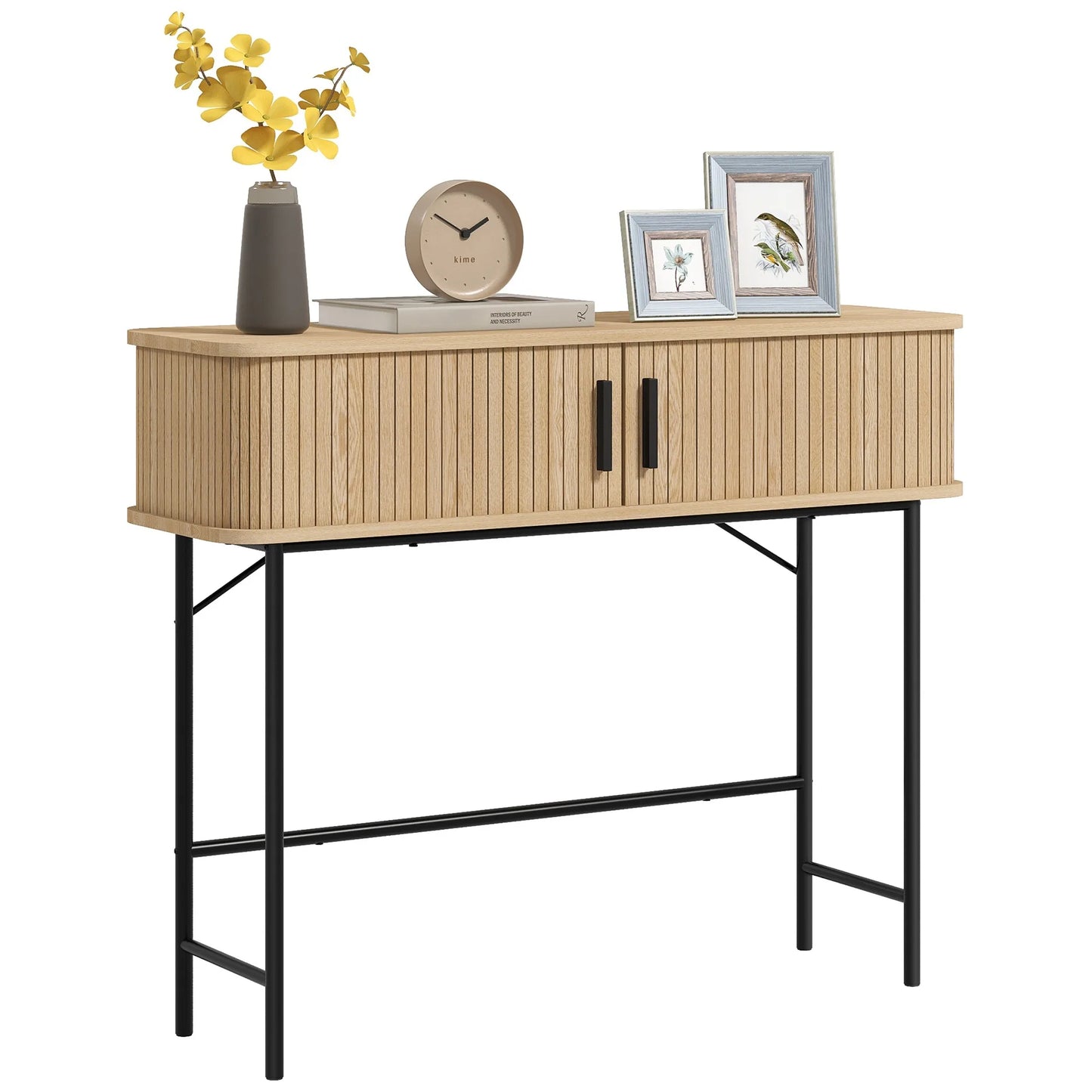 Vintage Konsolbord med Skjutluckor – Ek & Svart – 100×30×80 cm – HOMCOM