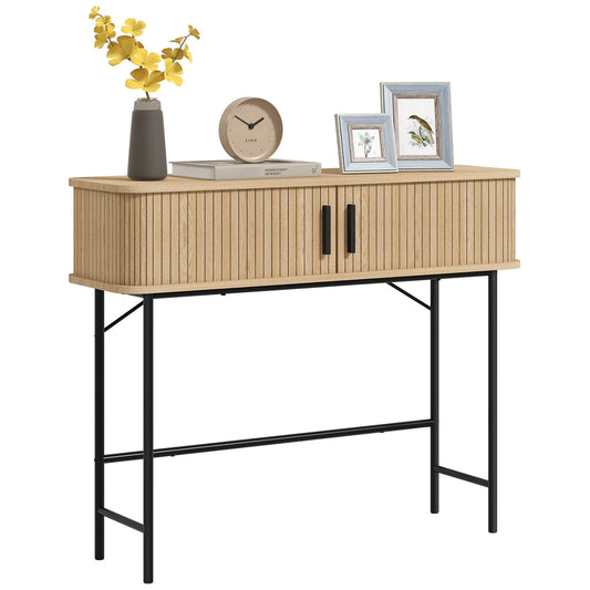 Vintage Konsolbord med Skjutluckor – Ek & Svart – 100×30×80 cm – HOMCOM