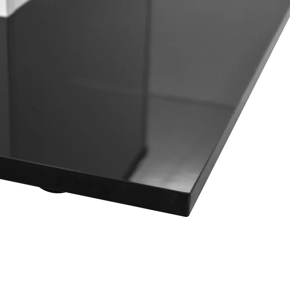 Modern Mobil Kaffebord med LED – Högblank Glasdesign – Svart & Vit – För Vardagsrum