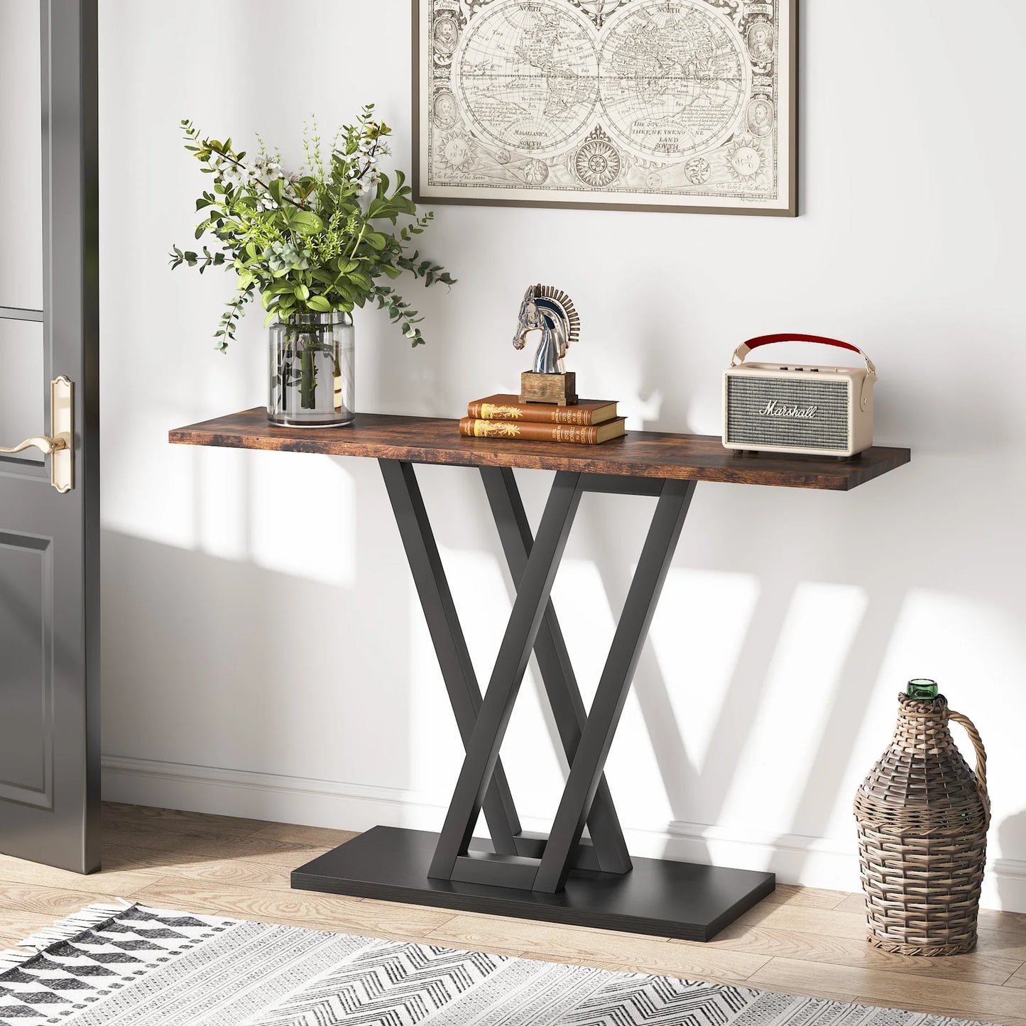 đȘ Tribesigns Konsolbord 110 cm â Industriell Design med V-formade Metallben â För Hall & Vardagsrum