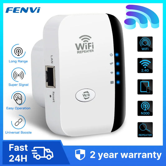 📶 FENVI WiFi Repeater – 300 Mbps Signalförstärkare med WPS & Fjärrstyrning