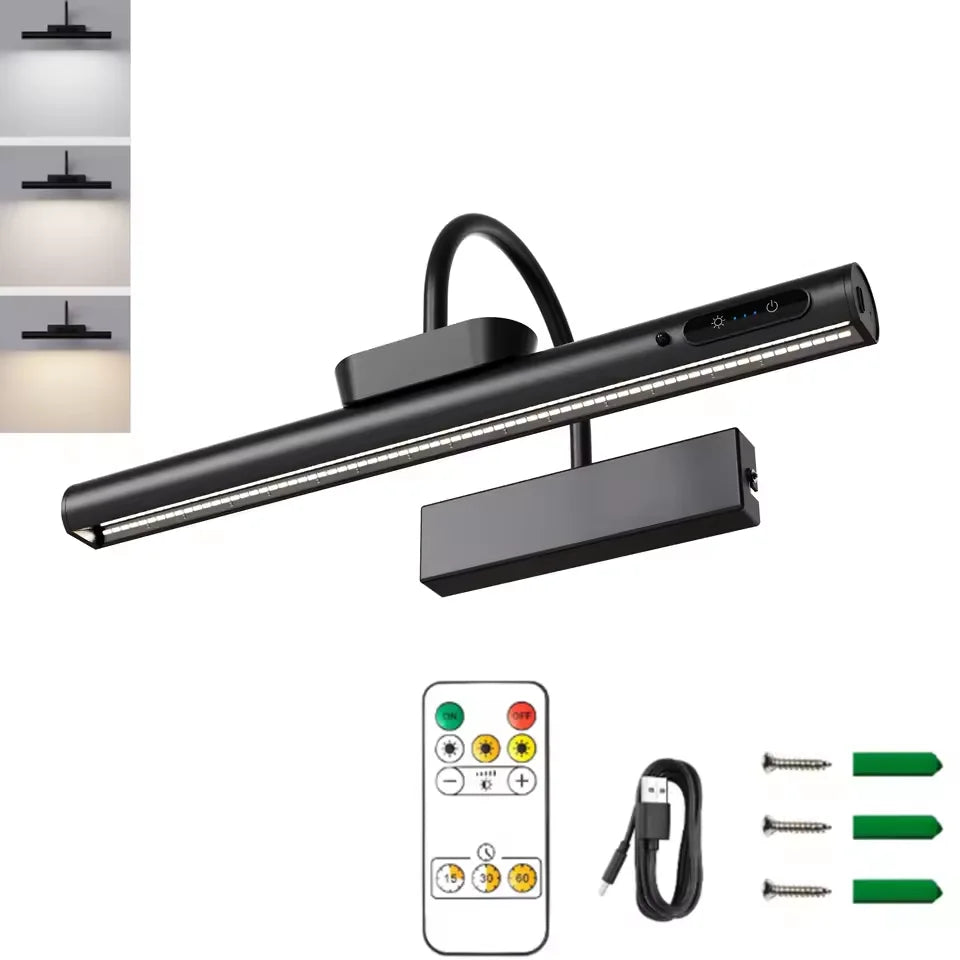Trådlös LED-vägglampa med fjärrkontroll – 4000mAh uppladdningsbart batteri, konstbelysning för vardagsrum & porträtt