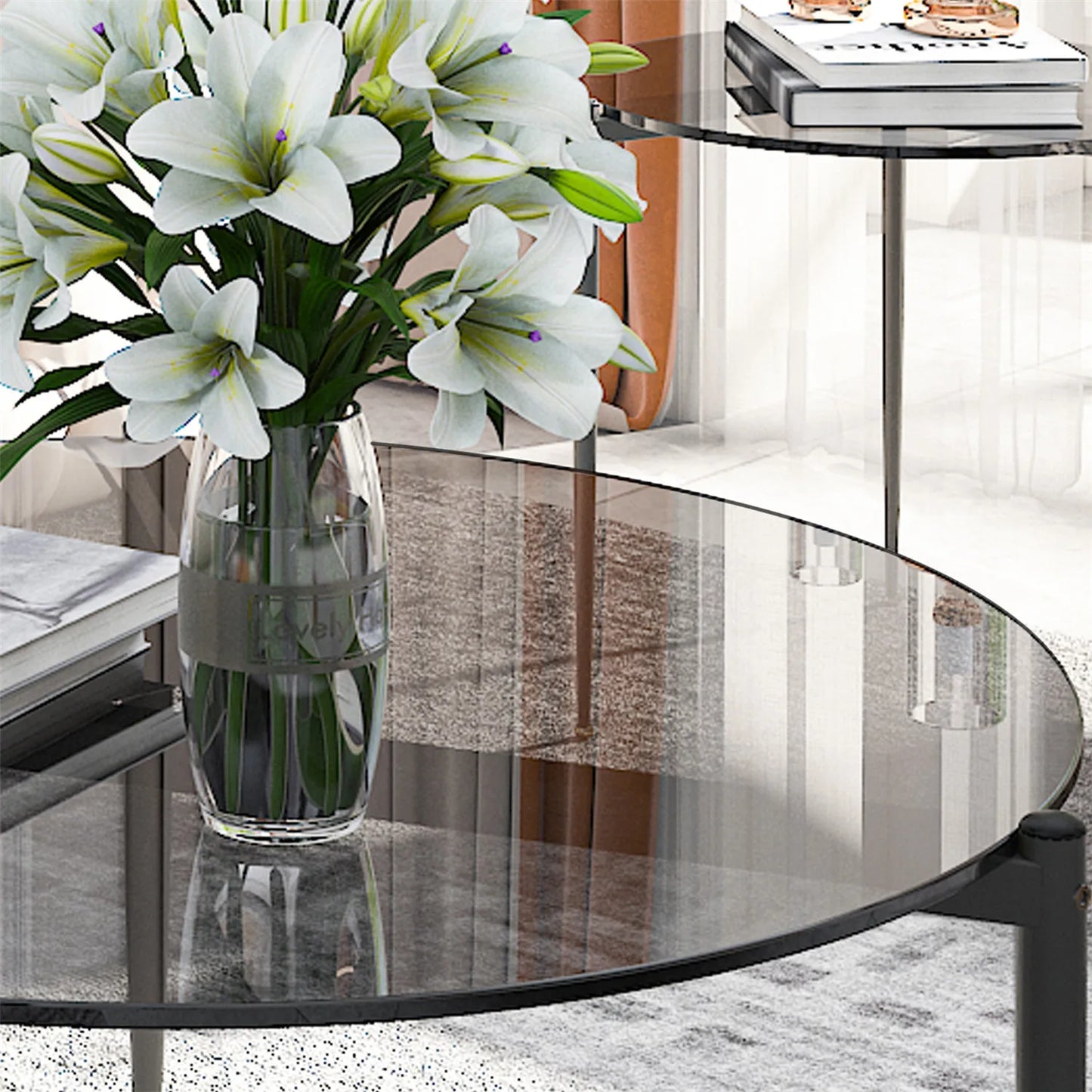 Wisfor Rund Sidobord i Glas – Modern Design med Metallben – 50×50 cm