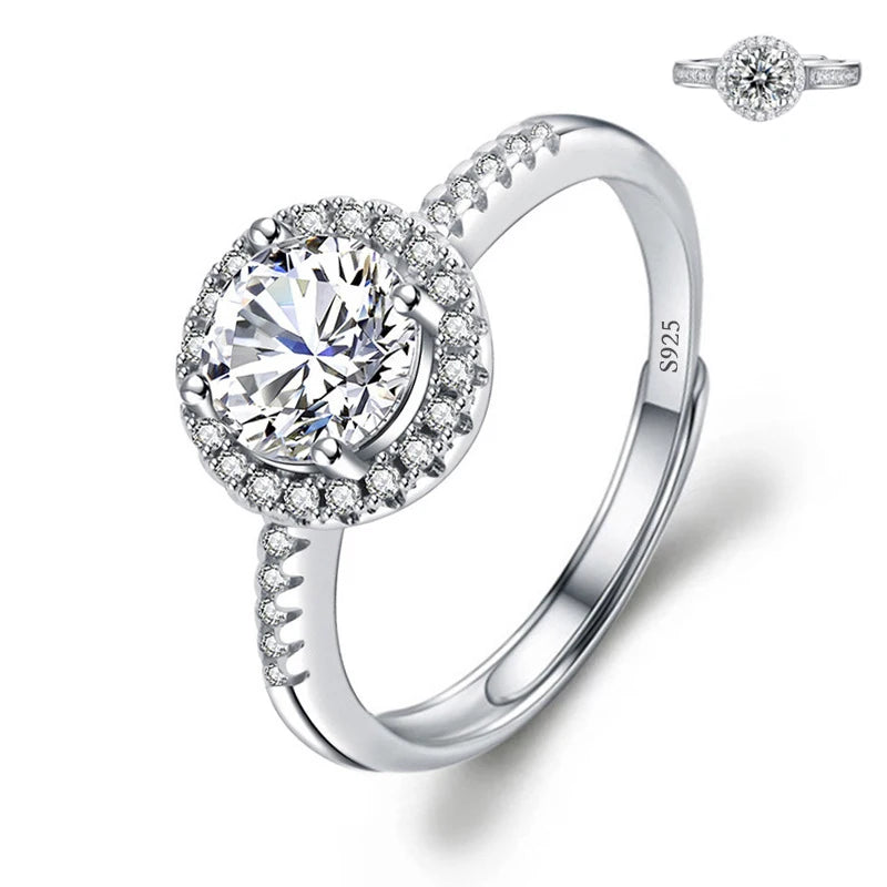 Justerbar Moissanite Förlovningsring – Öppen Design i Silverpläterad Koppar – Elegant & Prisvärd