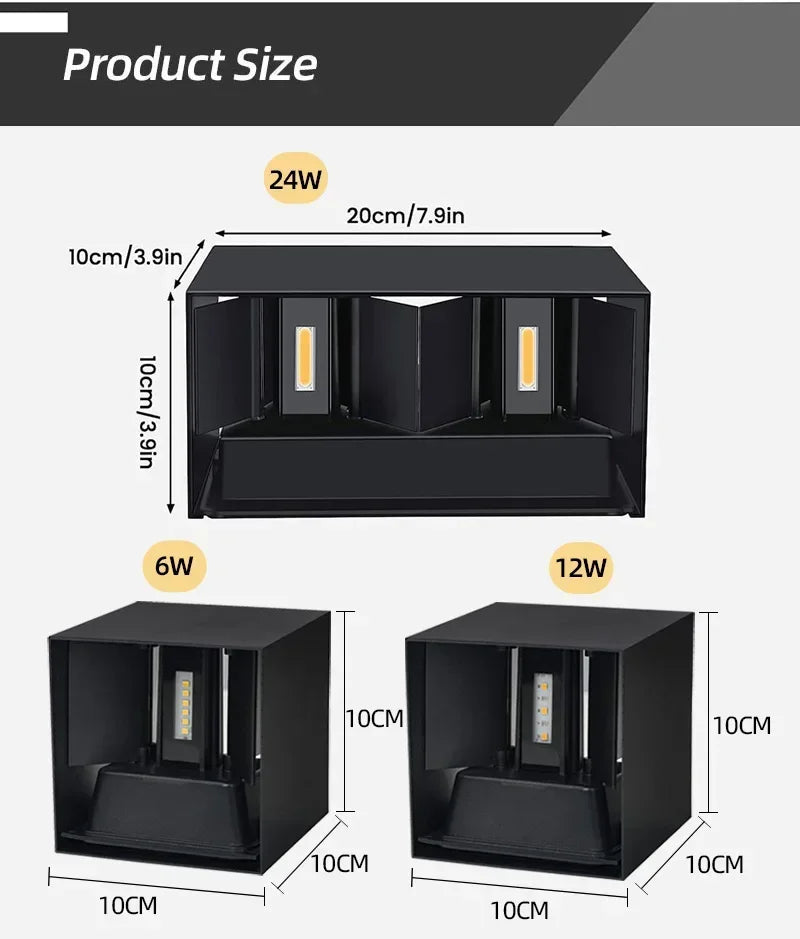 Modern Vägglampa i Aluminium – LED-ljus med IP65 Skyddsnivå