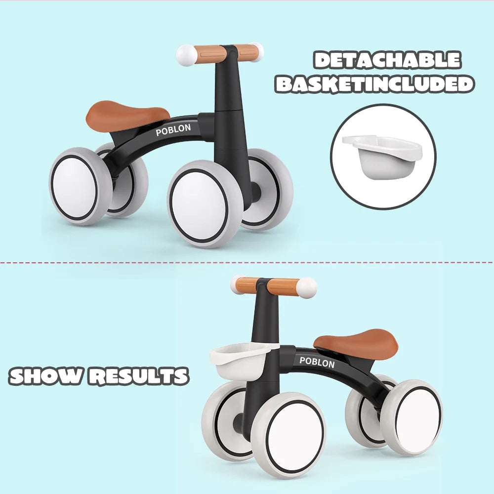 Barncykel utan pedaler – Balanscykel med korg för barn 12–24 månader
