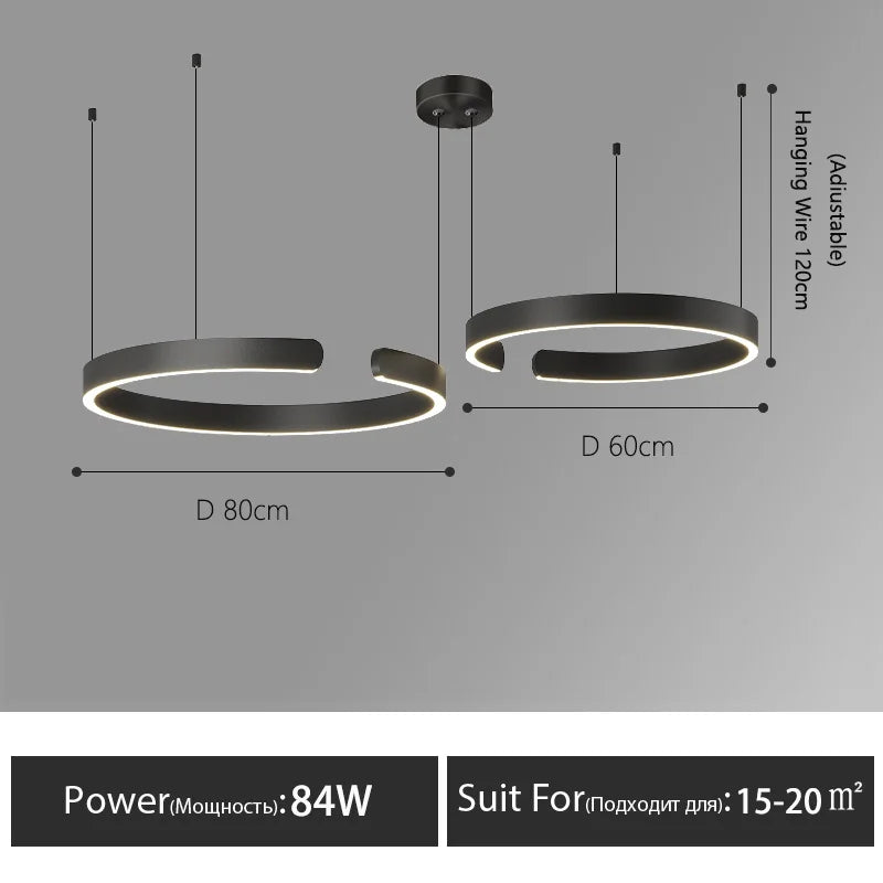 Nordisk LED Ringformad Taklampa – Modern Design i Roséguld, Svart, Vitt & Guld