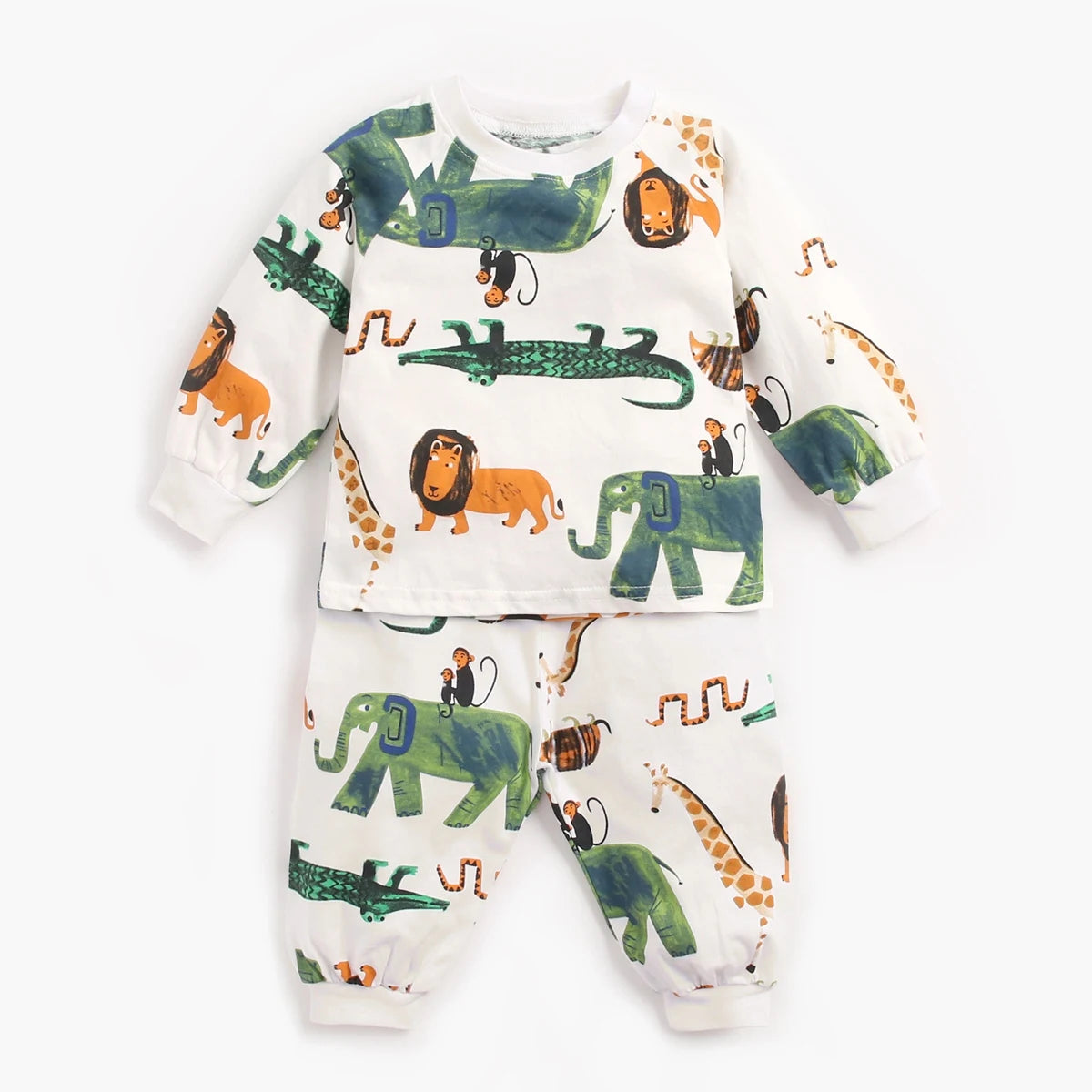 Färgglad Baby Pyjamas – 2-delad Set i 100% Kammad Bomull – Söta Tryck – För Nyfödda & Småbarn (0–4 år)